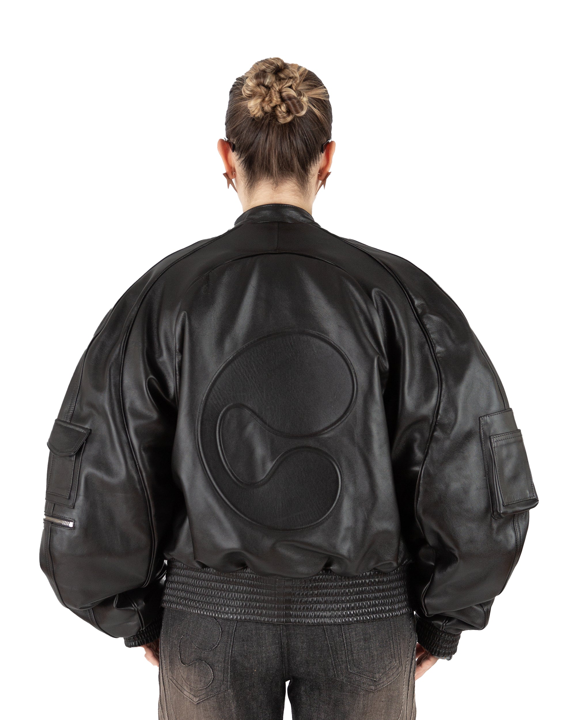 LEATHER WAVE BOMBER
